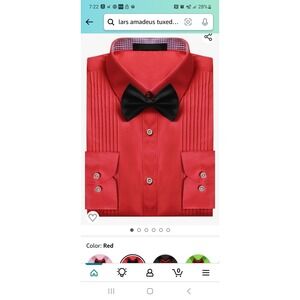 Lars Amadeus tuxedo shirt red adult medium‎